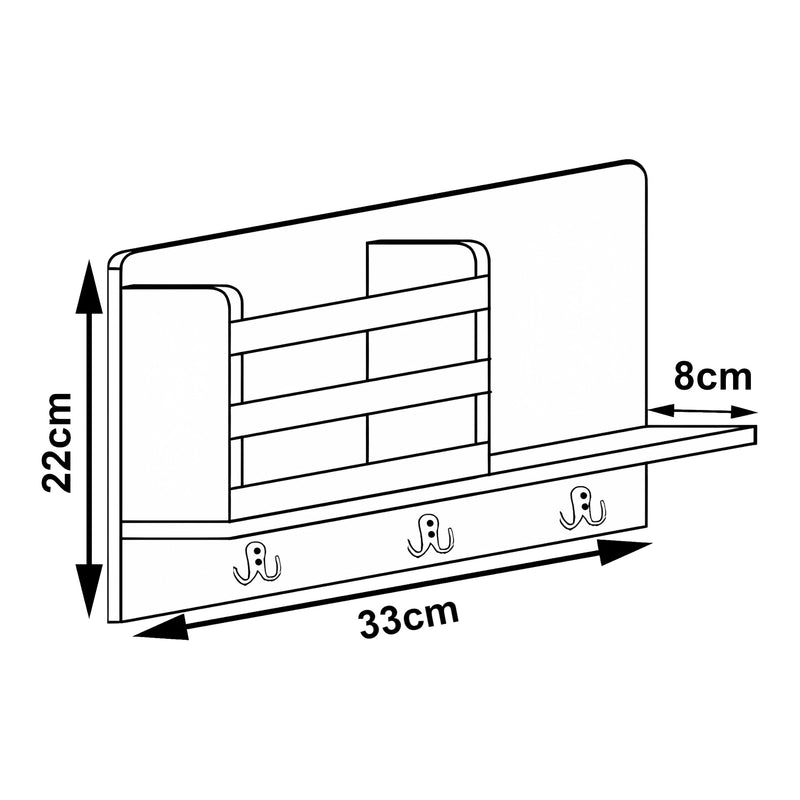 Schiță cotată Raft perete Giske 33x8x22cm bambus [en.casa]