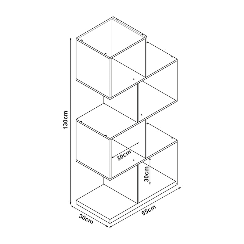 Schiță cotată Raft de sine statator Gullspång 130x55x30cm bambus natur [en.casa]