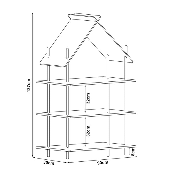 Raft carti copii Hamarøy 137x90x30cm bambus natur [en.casa]