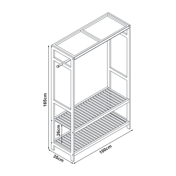 Suport haine Herøy 165x100x35cm bambus [en.casa]