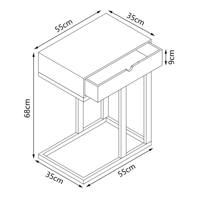 Schiță cotată Masa laptop Kåfjord 68x55x35cm [en.casa]