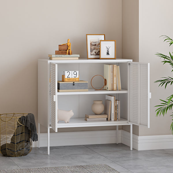 Comoda Castelli  82,5 x80x40cm otel alb [en.casa]