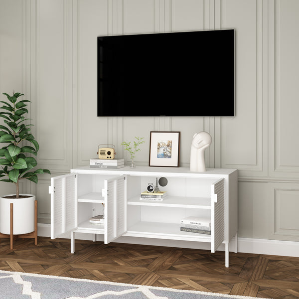 Dulap TV Castelli  114x40x60cm otel alb [en.casa]