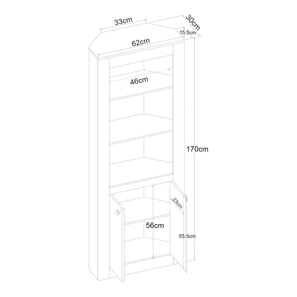 Dulap colt Eura 170x62x30cm efect lemn stejar [en.casa]