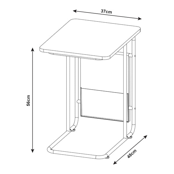 Masuta laptop Dyrøy 56x48x37cm alb stejar gri [en.casa]