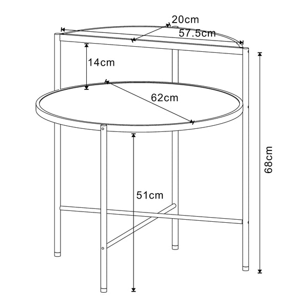 Masuta Fyresdal 68x62cm negru/efect lemn stejar [en.casa]