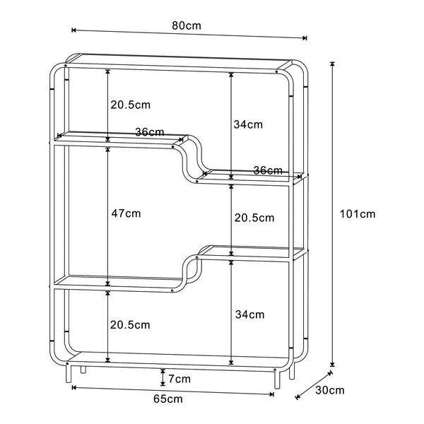 Raft de sine statator Kristiansand 101x80x30cm negru/efect lemn stejar [en.casa]