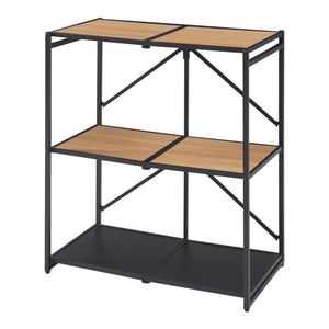 Raft pliabil Telemark 81x68x38cm negru/efect lemn stejar [en.casa]