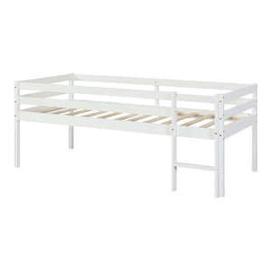 Pat cu scara copii Siikalatva 90x200cm 120kg brad pal alb [en.casa]