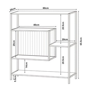 Consola hol Beesel 65,5x60x20cm otel negru cu rafturi [en.casa]