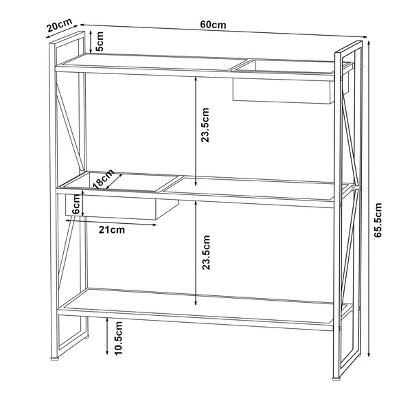 Suport plante Berkelland 65,5x60x20cm cu 3 rafturi [en.casa]