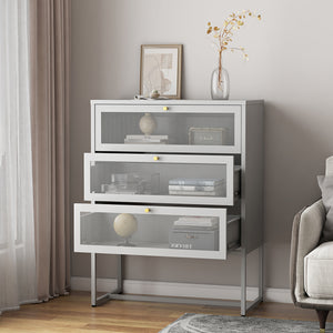 Dulap cu 3 sertare Sund 105x80x40cm otel gri [en.casa]