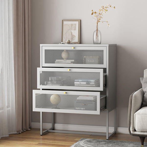 Dulap cu 3 sertare Sund 105x80x40cm otel gri [en.casa]