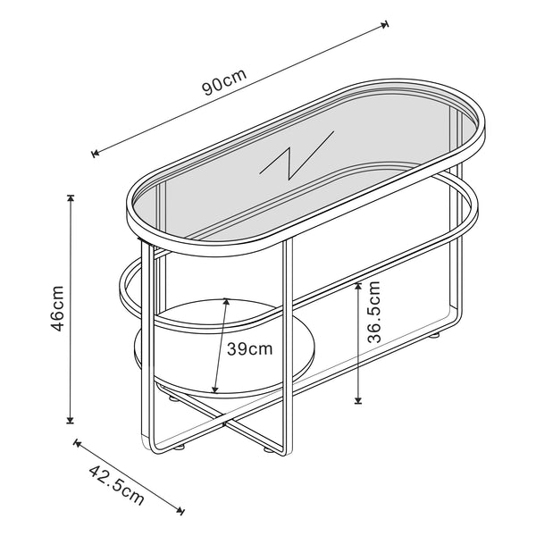Masuta cafea Kumla 90x42,5x46cm negru [en.casa]