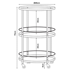 Carucior servire la masa Munkedal 75x45 cm metal negru [en.casa]