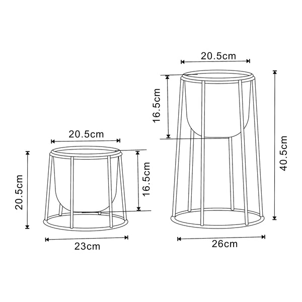Set 2 buc suport plante marimi diferite Nesseby metal negru [en.casa]