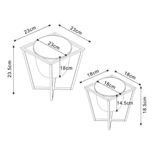 Set 2 buc suport plante masuri diferite Nordmaling metal negru [en.casa]
