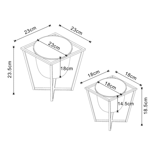 Set 2 buc suport plante masuri diferite Nordmaling metal negru [en.casa]