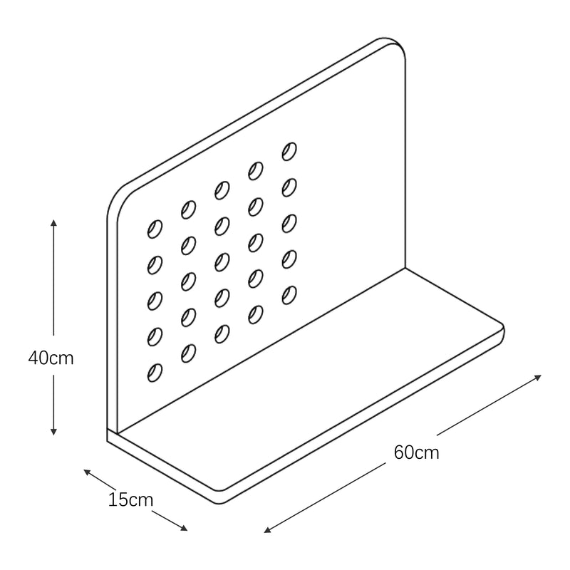 Schiță cotată Raft perete Dønna 60x15x40cm negru [en.casa]