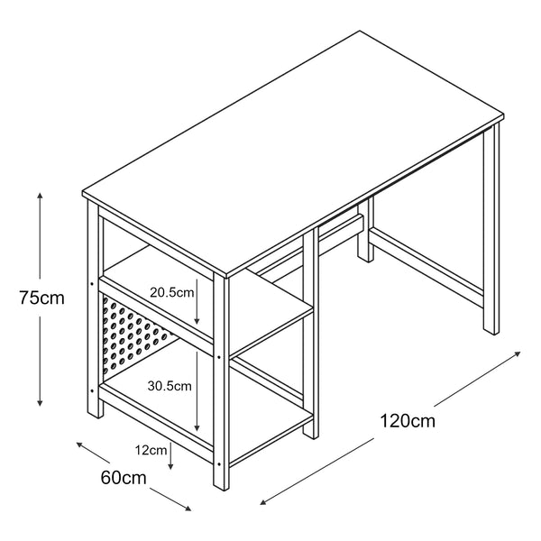 Birou Dønna 120x60x75cm negru efect lemn [en.casa] 