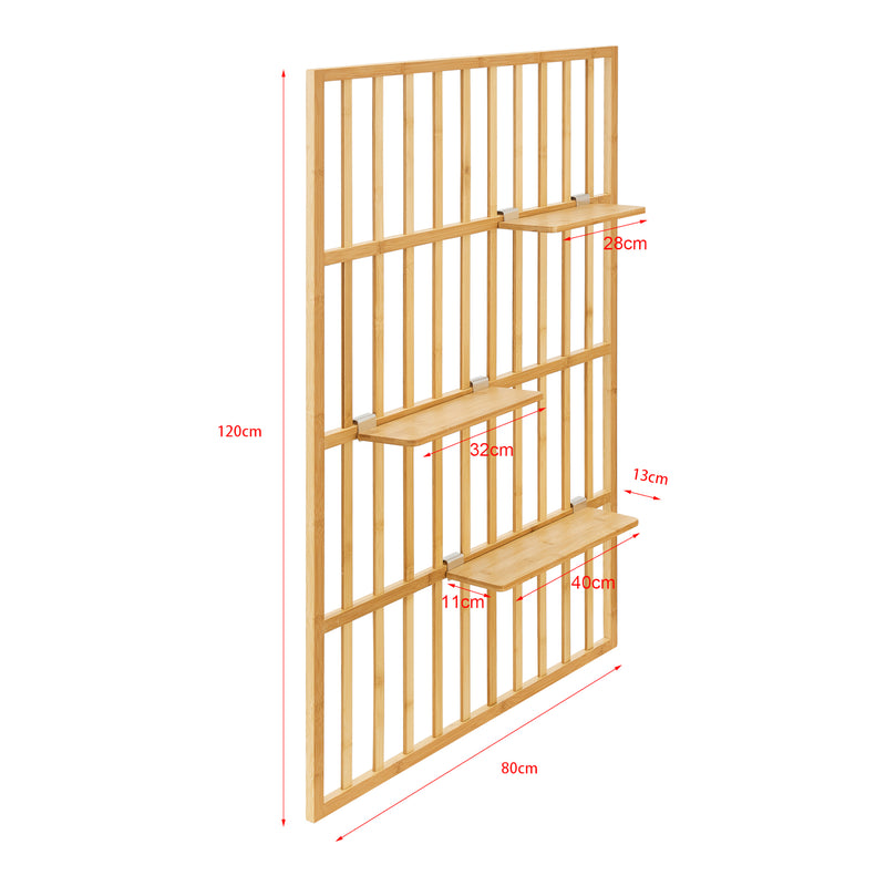 Schiță cotată Raft perete Røst 120x80x13cm bambus natur [en.casa]