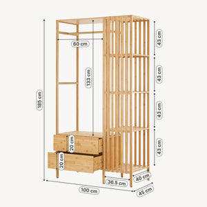Suport haine Varanger 185x100x45cm bambus natur [en.casa]