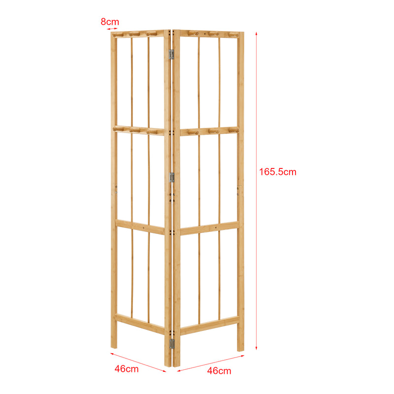 Schiță cotată Cuier pliabil tip panou de colt Hyllestad 165,5x92x8cm bambus natur [en.casa]