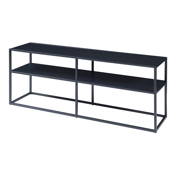 Masa TV Solund 120x30x46 cm metal negru cu 2 rafturi [en.casa]