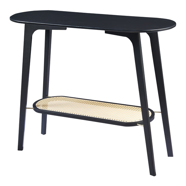 Masuta consola Taivalkoski 100x35x80cm negru/efect ratan