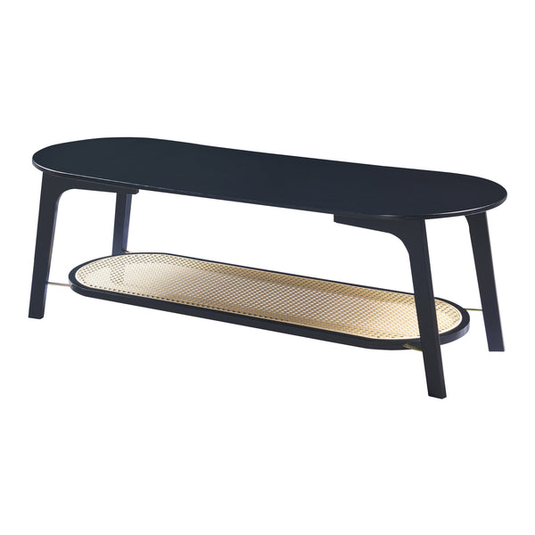 Masuta cafea Taivalkoski 120x43x40cm negru/efect ratan [en.casa]