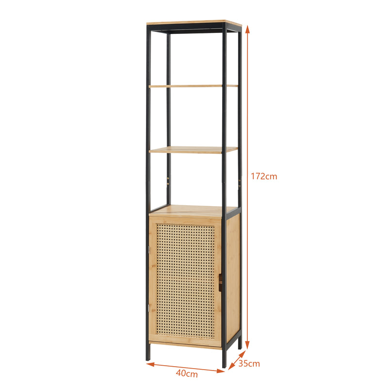 Schiță cotată Dulap baie de sine statator Tervola 172x40x35cm MDF bambus negru natur [en.casa]