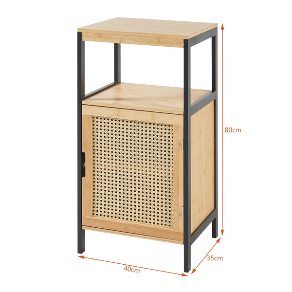 Dulap baie de sine statator Tervola 80x40x35cm mediu mdf bambus natur negru [en.casa]