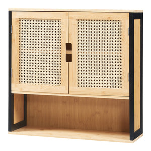 Dulap perete Tervola 60x60x20cm MDF bambus natur negru [en.casa]
