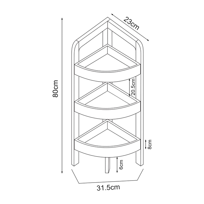 Schiță cotată Raft Tervola 80x23x23cm mdf bambus negru/natur [en.casa]