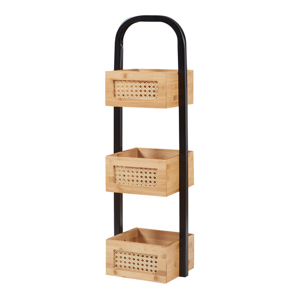 Raft de sine statator baie Tervola 73x23x18,5 cm negru natur [en.casa]