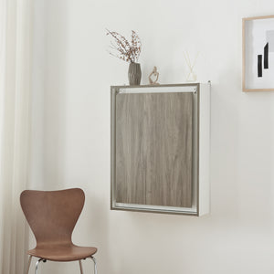 Birou perete pliabil Greve 80x62x16cm apl alb/efect lemn [en.casa]