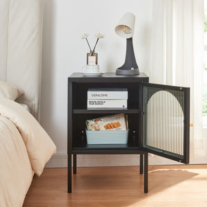 Noptiera Karlskrona 60x42,5x40cm negru mat [en.casa]