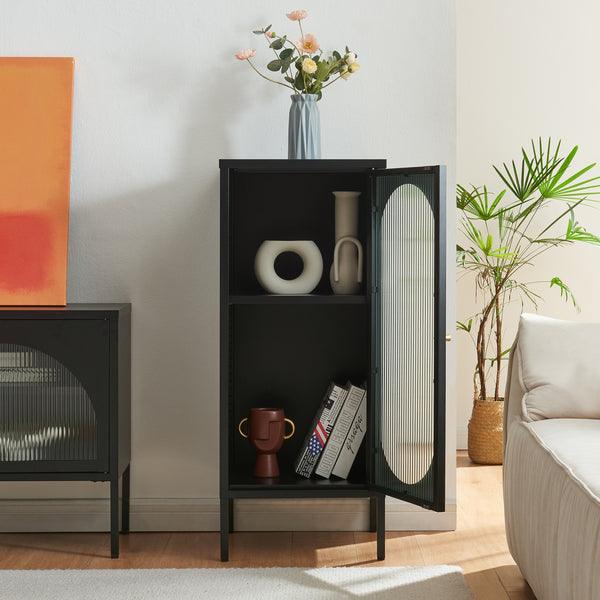 Comoda Karlskrona 102x43x40 cm negru mat [en.casa]