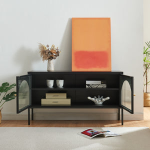 Comoda TV cu 2 usi Karlskrona 115x35x64 cm negru [en.casa]