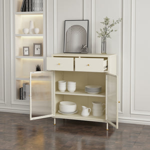 Comoda cu 2 usi Lindau 97x80x40 cm crem deschis [en.casa]