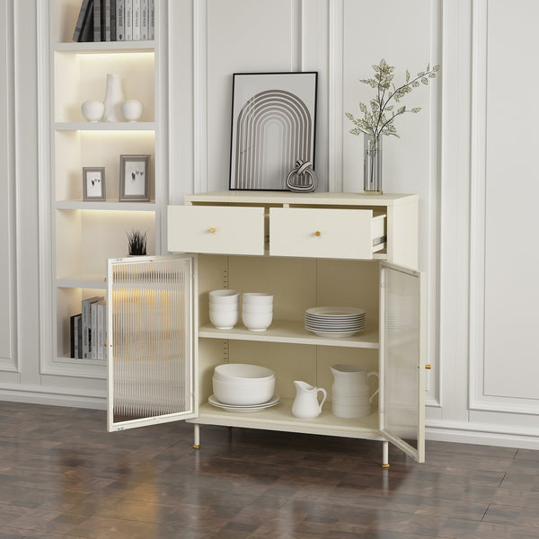 Comoda cu 2 usi Lindau 97x80x40 cm crem deschis [en.casa]