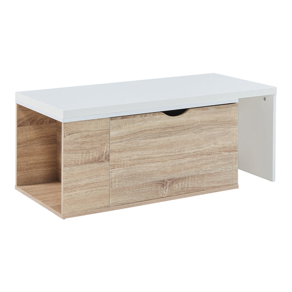 Masuta cu blat extensibil Österåker 100x47,5x40cm PAL efect lemn alb [en.casa]
