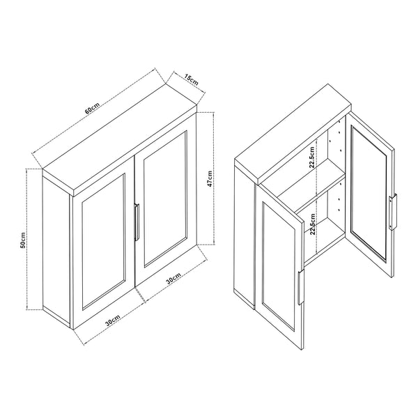Dulap baie cu 2 usi cu oglinzi Namsskogan 50x60x15cm PAL efect lemn nuc [en.casa]