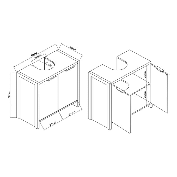 Dulap baie sub chiuveta Namsskogan 60x60x30cm pal efect nuc [en.casa]