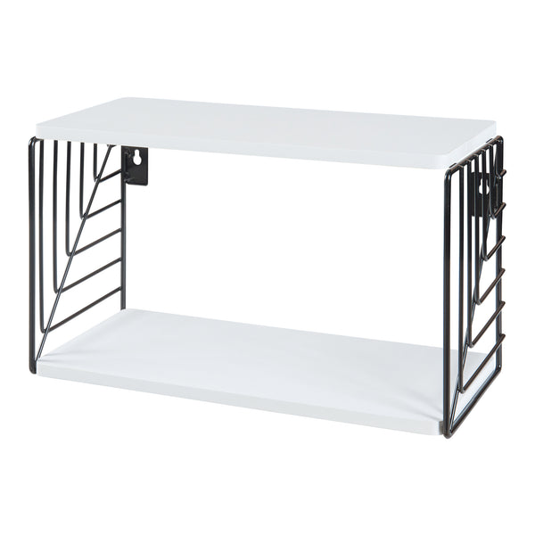 Raft de perete Moss 39x18x23cm metal pal negru alb [en.casa]
