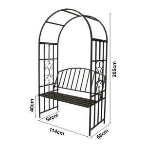 Pergola trandafiri cu banca Barile 205x114x55cm otel negru [casa.pro]