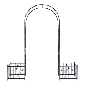 Pergola pentru trandafiri cu jardiniere Barisciano 220x202x50cm otel negru [casa.pro]
