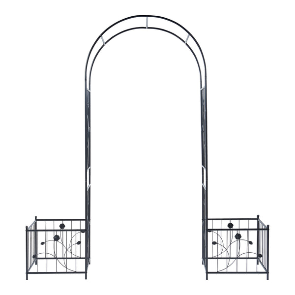 Pergola pentru trandafiri cu jardiniere Barisciano 220x202x50cm otel negru [casa.pro]