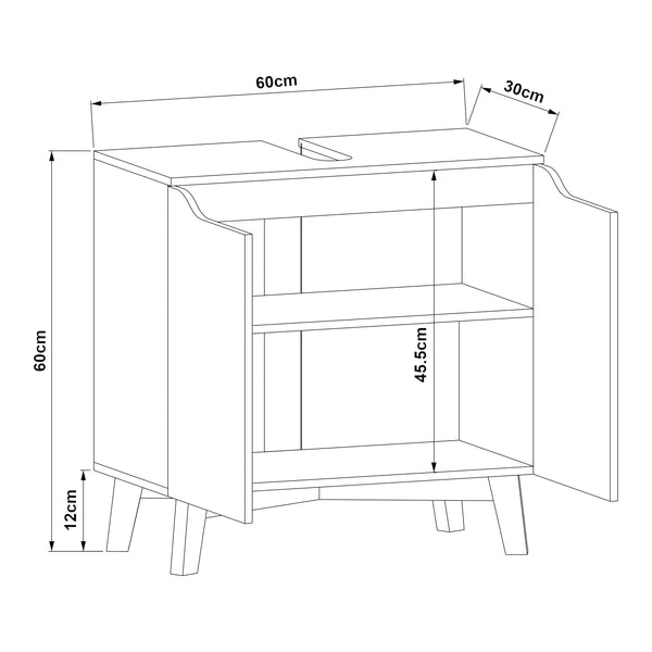 Dulap baie sub chiuveta Overath 60x60x30cm gri [en.casa]