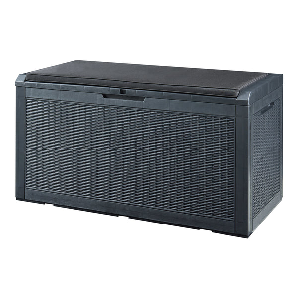 Lada depozitare gradina Atella 122x54,5x65cm negru efect ratan [casa.pro]